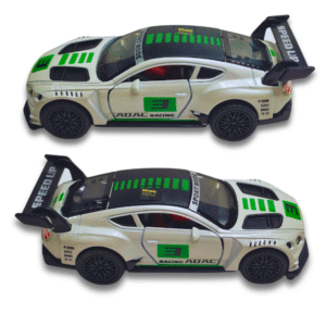 Shivansh Dealz GT3 Racing Car – 1:36 Scale Diecast Model, Pull-Back Action, Openable Doors – White with Green